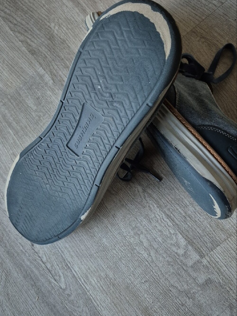 Skechers Men's Denim-Style Lace-Up Loafers - Blue & Tan - Picture 6 of 8